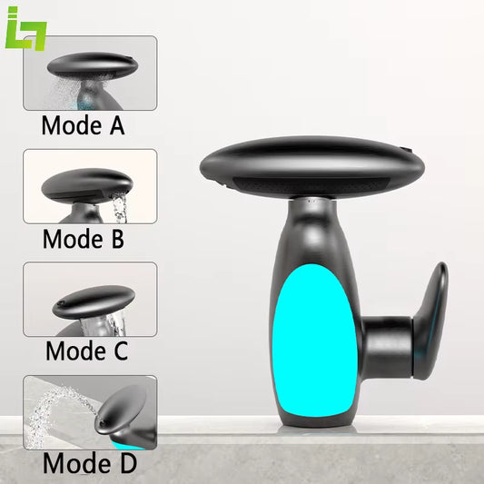 Luxury LED Basin Faucet Multi Functional Water Outlet Cold and Hot Desktop Installation Heavy Tap