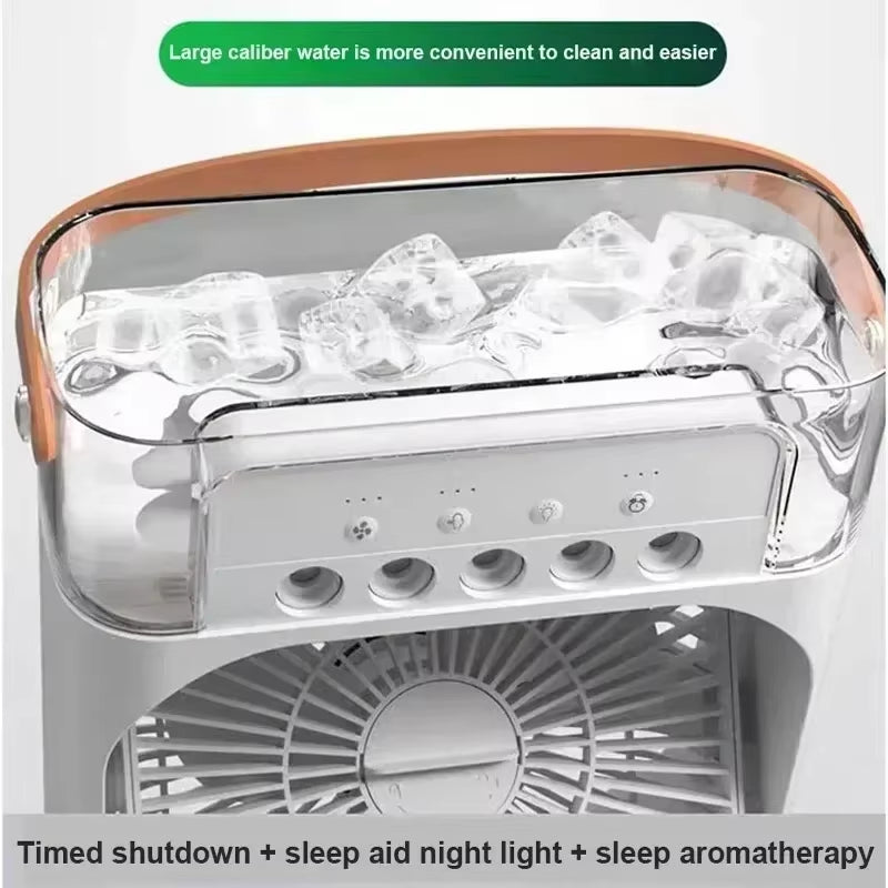 New 3 in 1 Portable Fan Air Conditioner Household Mini Air Cooler LED Night Light Humidifier Air Adjustment Fan Office Home Fan